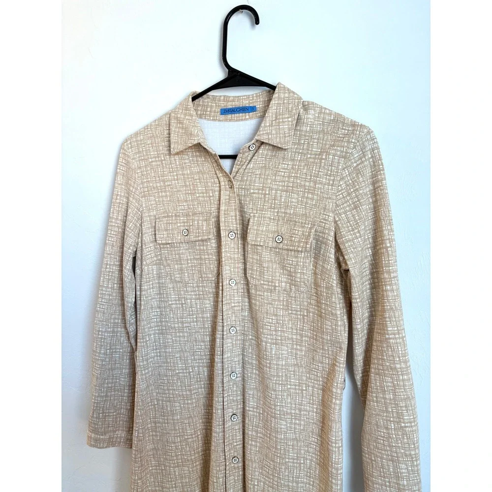 J.McLaughlin Calla Catalina Long Sleeve‎ Shirt Dress Preppy Career Office Luxury - Picture 2 of 5